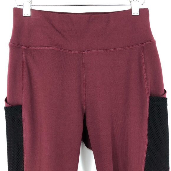 Pop Fit Athletic Leggings with Two Large Side Pockets Burgundy Size Medium - Picture 9 of 12